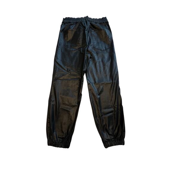 Express Women's Black Shiny Paratrooper Pants Size 10 Cinched Cuff Waxy Look - Picture 2 of 6